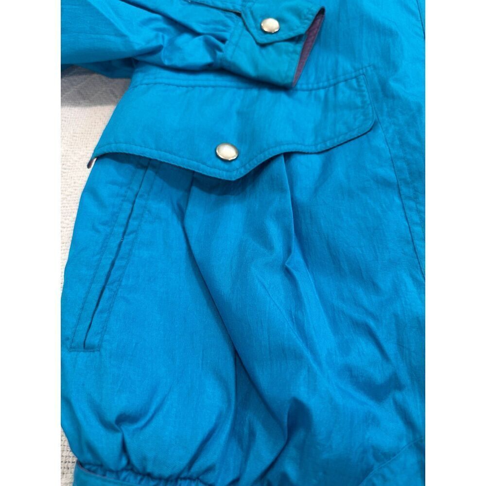 Unex Vintage 90s Windbreaker Jacket Size Medium Teal Green Shoulder Pads - Picture 4 of 9